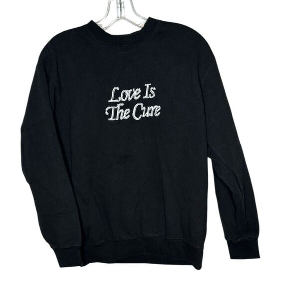 Obey “Love Is The Cure” Black Crewneck Embroidered Sweatshirt. Size Small. - Picture 1 of 8